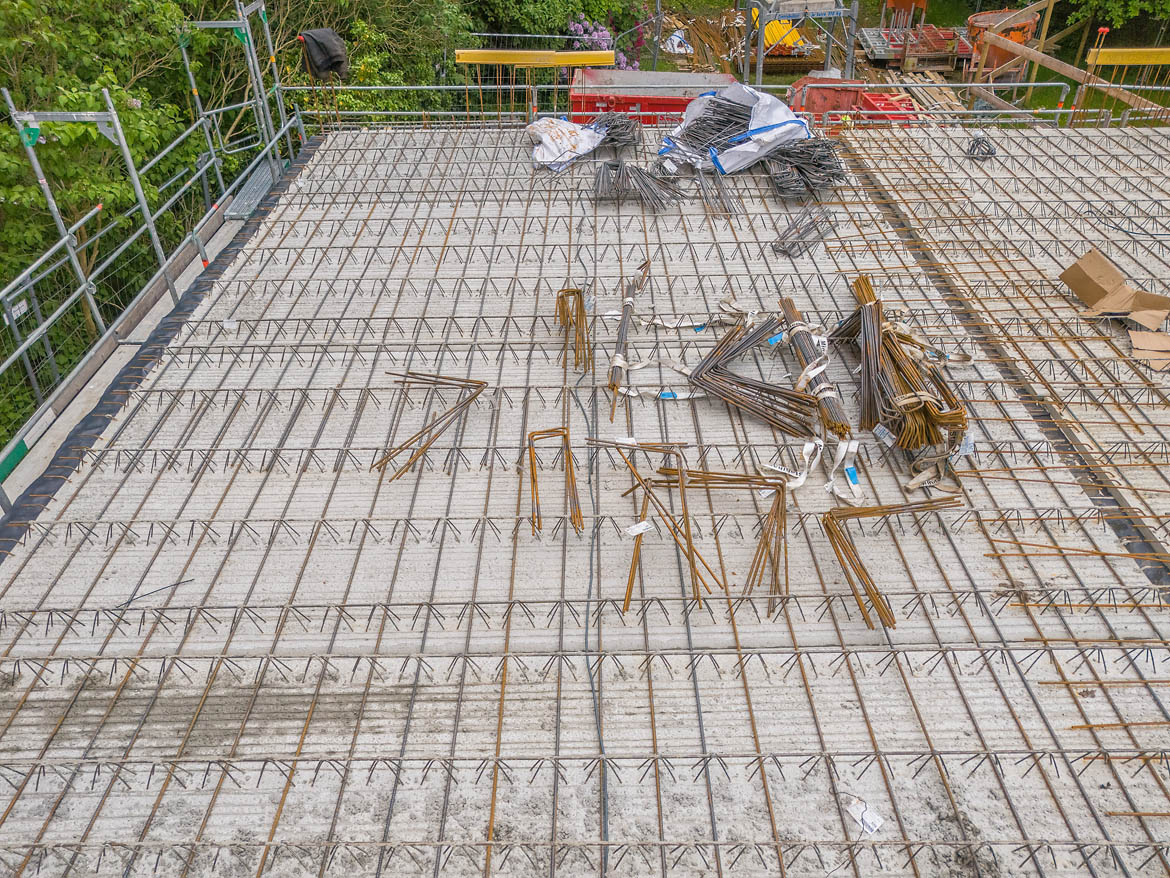 Rohbaudecke des EDGE mit vorbereiteter Bewehrung