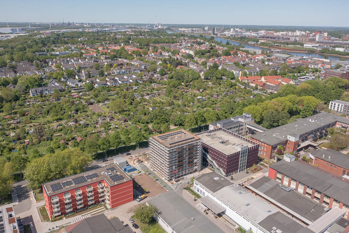 Lighthouse im Bremer Tabakquartier aus der Luft
