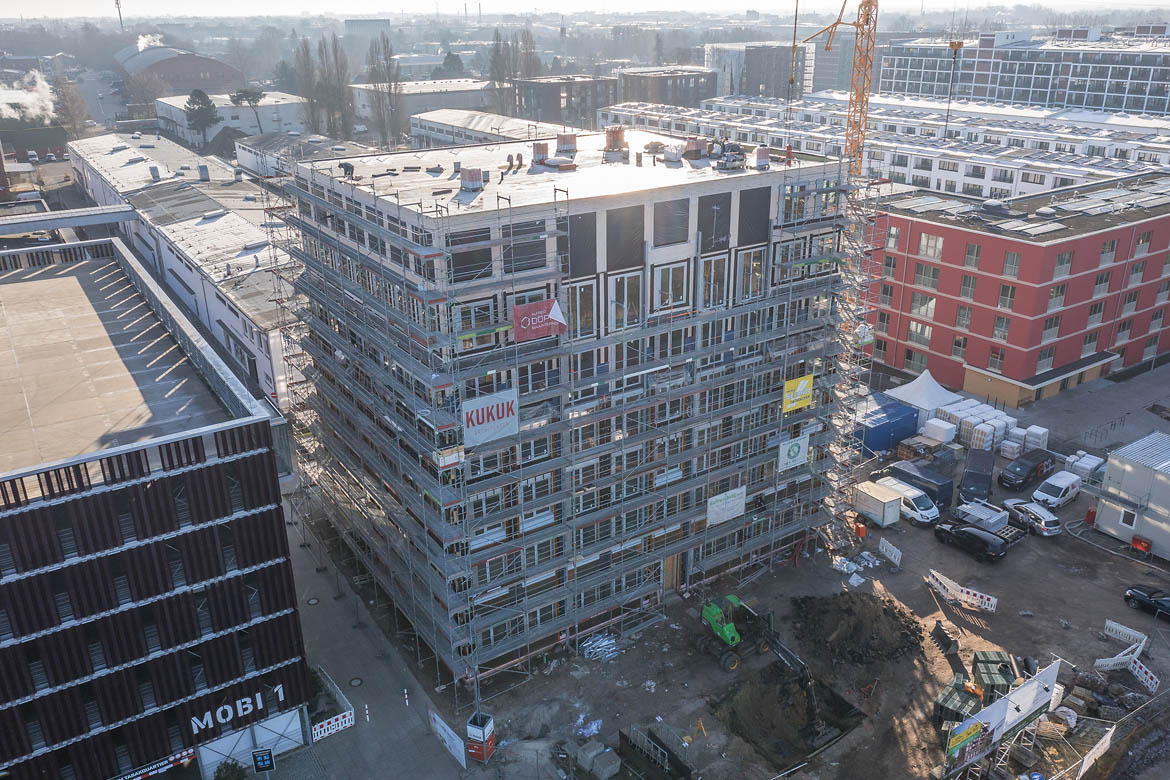 Lighthouse im Tabakquartier Bremen – Baufortschritt an der Fassade
