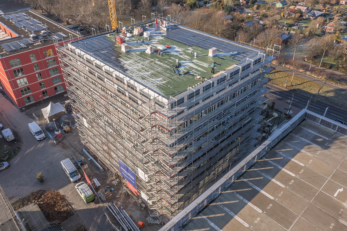 Lighthouse im Tabakquartier Bremen – Baufortschritt an der Fassade